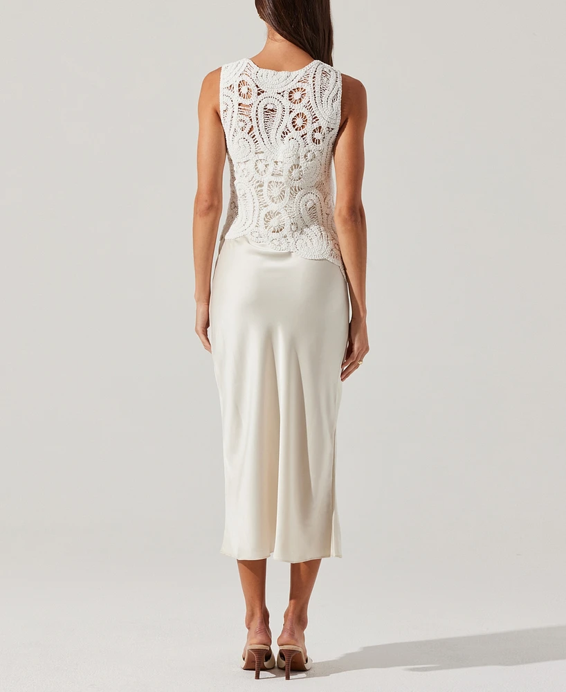 Astr the Label Women's Martina Crochet-Overlay Slip Dress