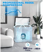Cowsar 7.0 Cu.Ft Chest Freezer with Removable Basket and Bottom Defrost Water Drain Freestanding Top Open Door, 7 adjustable thermostatsensure .An ide
