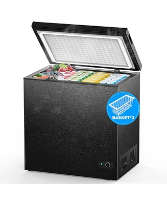 Cowsar 7.0 Cu.Ft Chest Freezer with Removable Basket and Bottom Defrost Water Drain Freestanding Top Open Door, 7 adjustable thermostatsensure .An ide