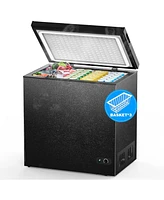 Cowsar 7.0 Cu.Ft Chest Freezer with Removable Basket and Bottom Defrost Water Drain Freestanding Top Open Door, 7 adjustable thermostatsensure .An ide