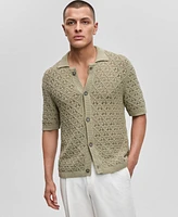Hugo by Boss Men's Sommp Short Sleeve Knitted Textured Button-Front Shirt