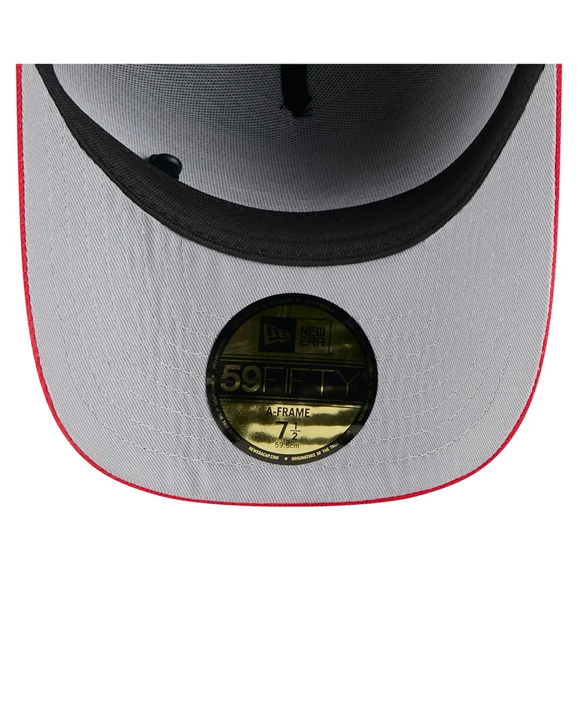 New Era Men's Black/Red Houston Texans 2025 Nfl Draft On Stage A-Frame 59FIFTY Fitted Hat