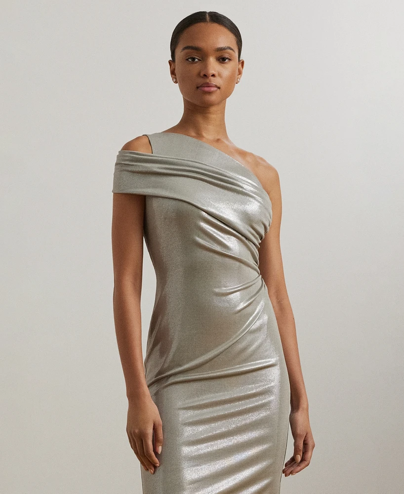 Lauren Ralph Women's Metallic One-Shoulder Cocktail Dress
