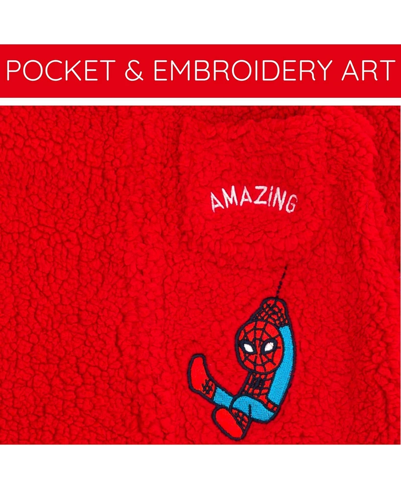 Avengers Baby Boys Marvel Spider-Man Cozy Sherpa Zip Up Cosplay Coverall