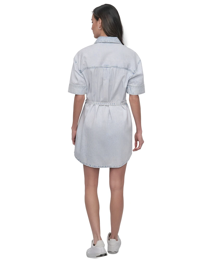 Dkny Jeans Women's Denim Self Belted Shirtdress