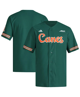 Adidas Men's Green Miami Hurricanes Reversible Retro Full-Button Baseball Jersey
