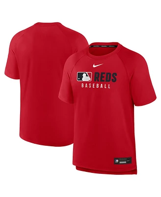 Nike Men's Red Cincinnati Reds Authentic Collection Pregame Raglan Performance T-Shirt
