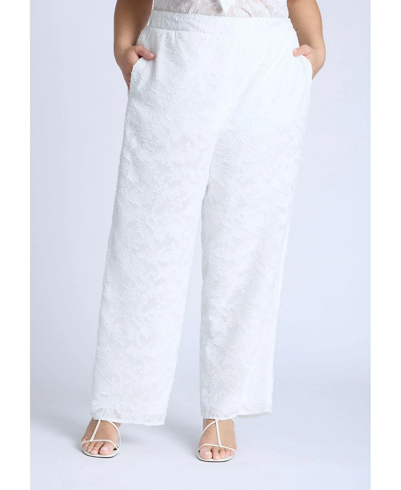 Eloquii Women's Textured Jacquard Pants