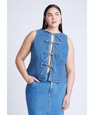 Eloquii Plus Tie Front Denim Vest