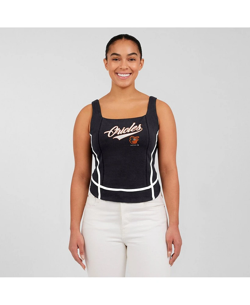 Wear By Erin Andrews Women's Black Baltimore Orioles Square Neck Tank Top