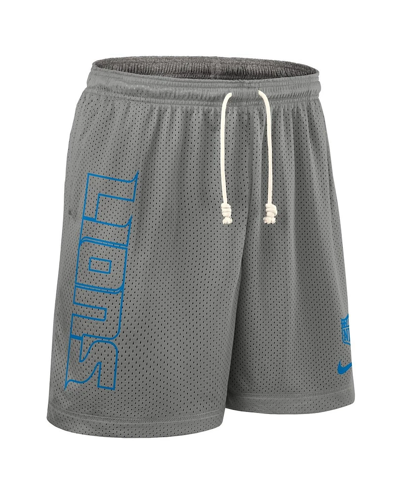 Nike Men's Gray Detroit Lions Sideline Reversible Performance Shorts