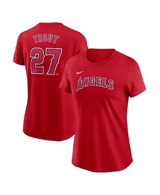 Nike Women's Mike Trout Red Los Angeles Angels Fuse Name Number T-Shirt