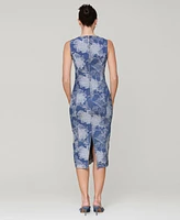 Avec Les Filles Women's Embroidered Floral Denim Midi Dress