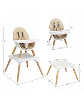 Costway Toddler 6 1 High Chair Convertible Highchair with 5-Point Harness
