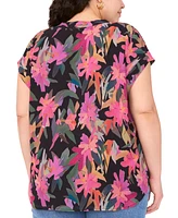 Vince Camuto Plus Printed Short-Sleeve Blouse