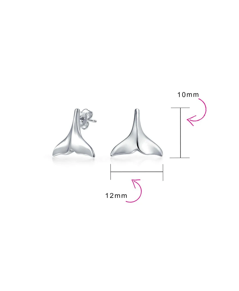 Bling Jewelry Set of 2 Nautical Mermaid Fin Whale Tail Stud Earrings Silver and Gold Vermeil