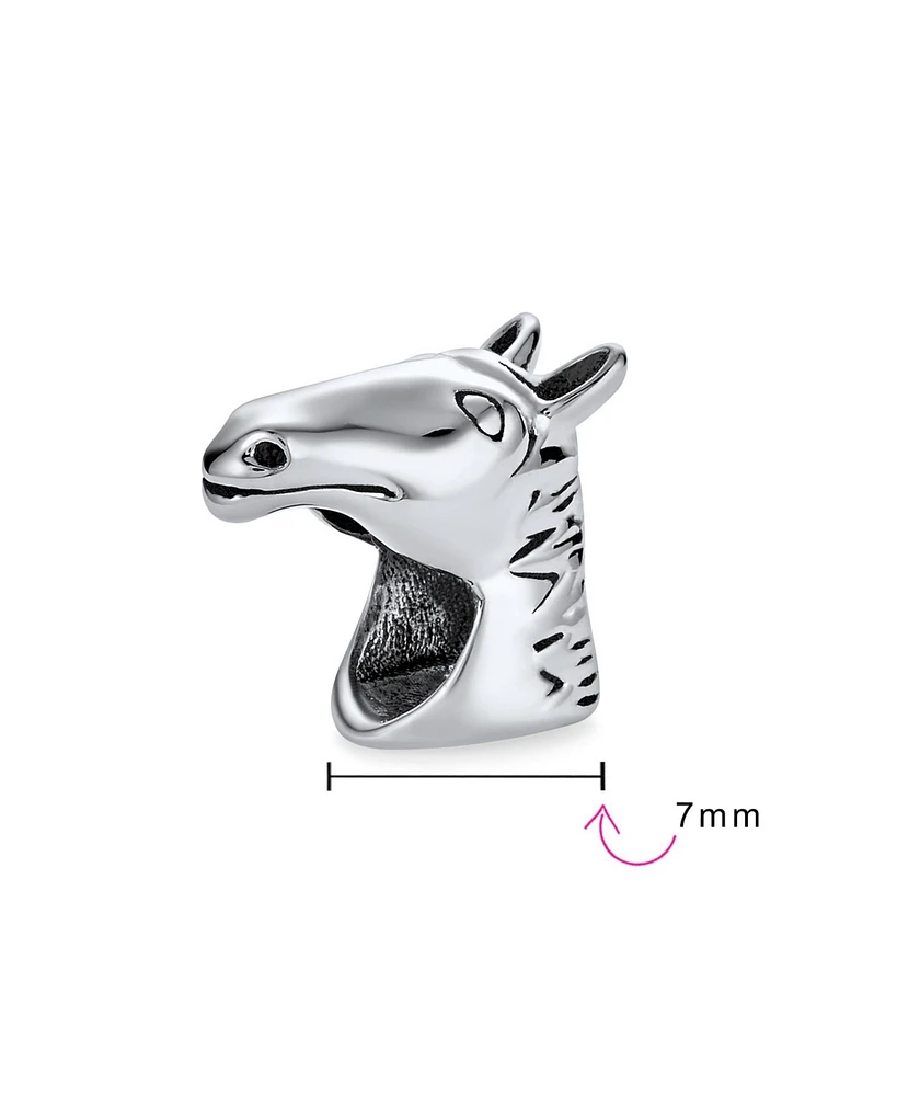 Bling Jewelry Set of 2 Western Horse and Jockey Equestrian Cap Hat Charm Bead Sterling Silver
