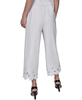 Karl Lagerfeld Paris Petite Mid-Rise Cutout-Flower Pants