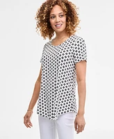 Jm Collection Women's Printed Scoop-Neck Short Sleeve Top, Exclusively at Macy's