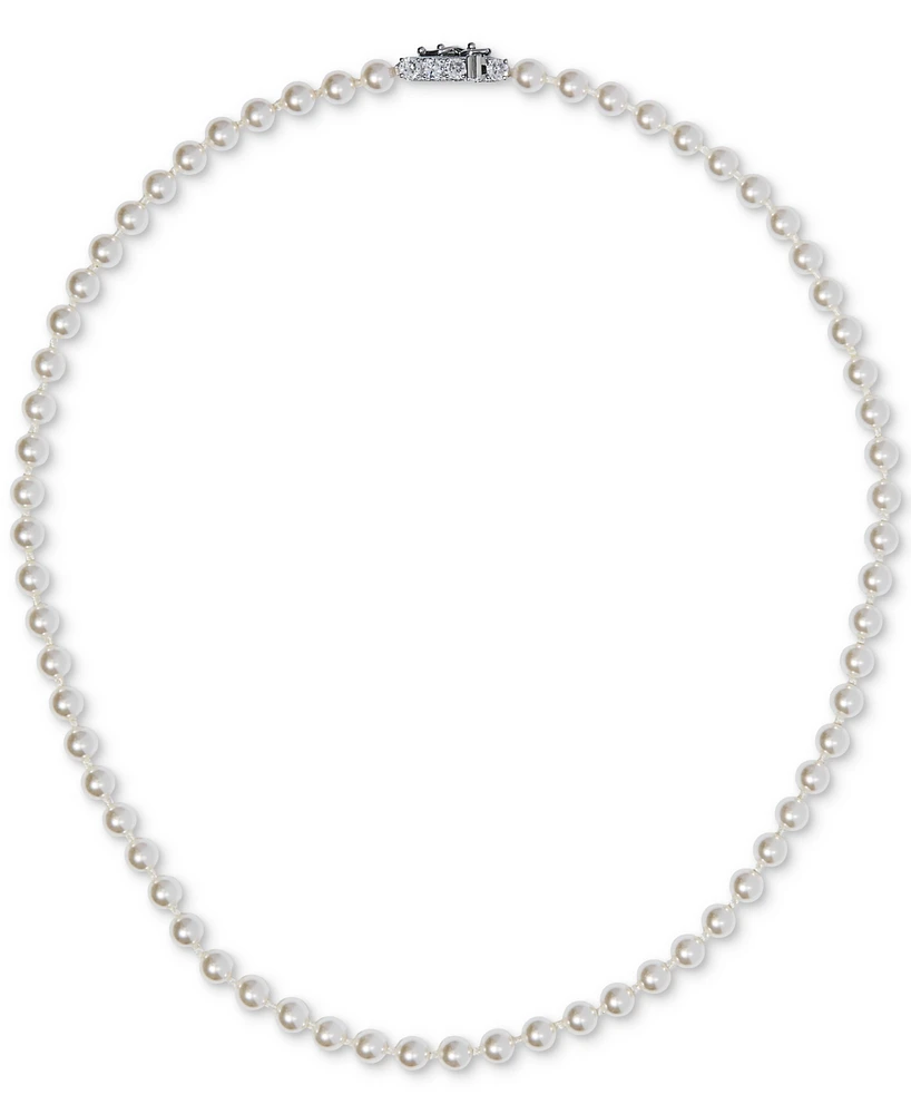 Eliot Danori Silver-Tone Imitation Pearl & Cubic Zirconia Clasp 16" Strand Collar Necklace, Exclusively at Macy's