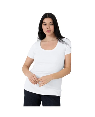 June + Vie Women's Ribbed Scoopneck Top