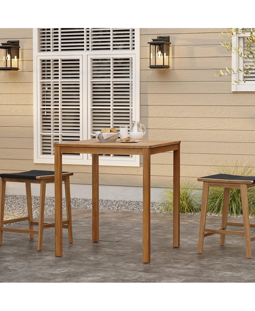 LuxenHome Outdoor Acacia Wood 37-Inch Counter Height 4-Person Dining Table