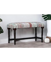 Chevron Stripe Upholstered Bench with Legs for Living Room or Entryway
