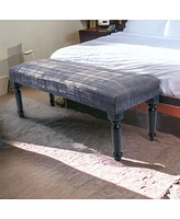 Abstract Design Upholstered Bench with Legs for Living Room or Entryway