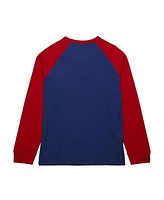 Mitchell & Ness Men's Blue/Red New York Rangers Legendary Slub Raglan Long Sleeve T-Shirt