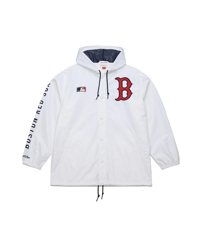 Mitchell & Ness Men's White Boston Red Sox Vintage Full-Snap Hooded Coaches Jacket