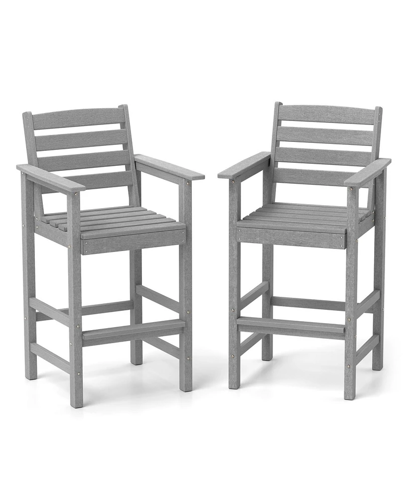Slickblue Patio Hdpe Adirondack Bar Chairs Set of 2 with Wide Armrests