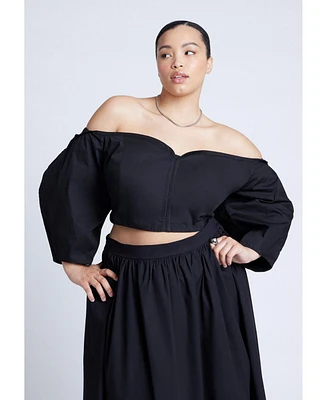 Eloquii Women's Off The Shoulder Sweetheart Neckline Top