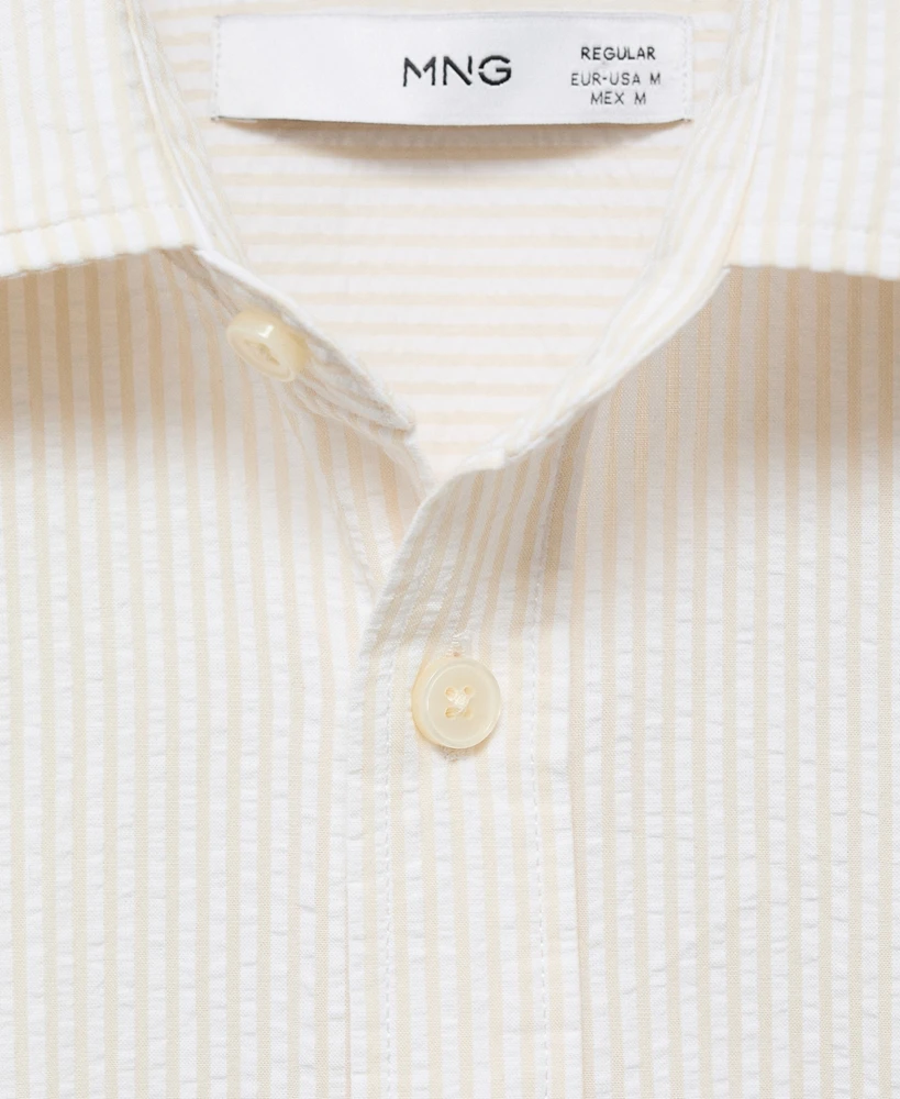 Mango Men's Slim-Fit Striped Seersucker Shirt