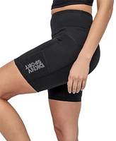 Dkny Sport Women's Rhinestone-Logo Pocket Bike Shorts