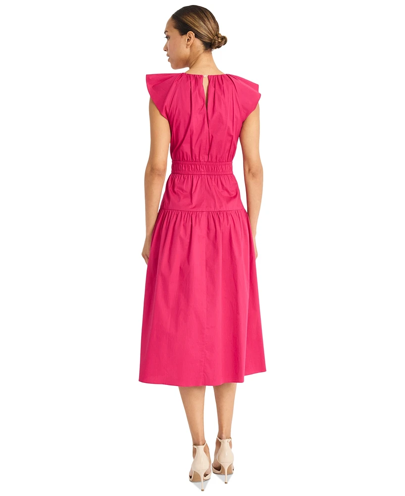 Maggy London Women's Round-Neck Tie-Waist Midi Dress