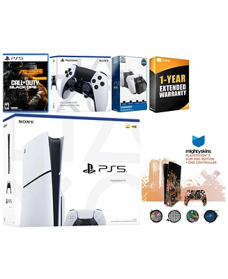 Sony Playstation 5 Slim Disc with Call of Duty Black Ops 6, Extra Edge Controller, Charge Dock and MightySkins Voucher + 1 Year Cps Extended Warranty