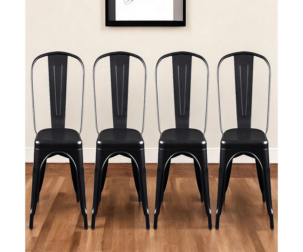 Set of Four Sturdy Steel Side Chairs for Dining or Kitchen