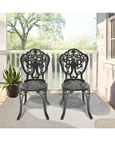 Cast Aluminum Patio Dining Chair 2PCS With Black Frame