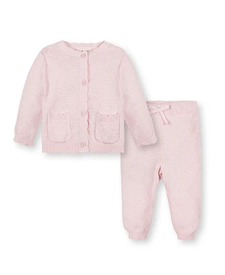 Hope & Henry Baby Organic Long Sleeve Scallop Edge Cardigan & Legging Sweater Set