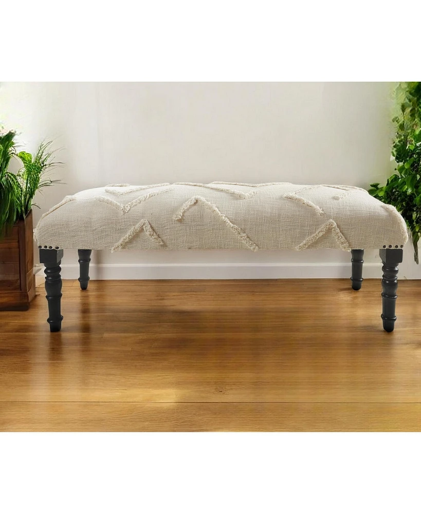 Decorative Upholstered Bench with Sculptural Legs for Hallway or End of Bed