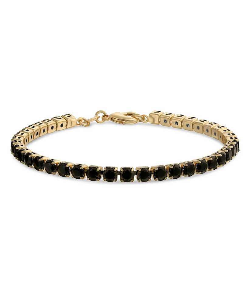 Bling Jewelry Classic 12CTW Prong Basket Set Solitaire Round Cubic Zirconia Cabochon Cz Tennis Bracelet Gold Plated 7.5 Inch