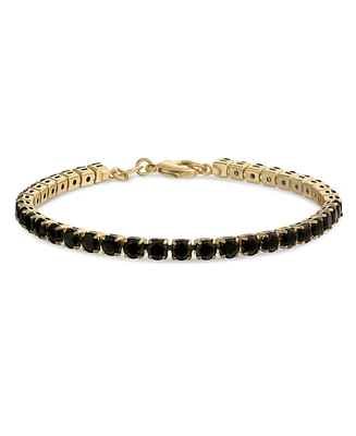 Bling Jewelry Classic 12CTW Prong Basket Set Solitaire Round Cubic Zirconia Cabochon Cz Tennis Bracelet Gold Plated 7.5 Inch