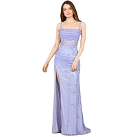 Lara Women's 9923 - Beaded Corset Gown with Slit