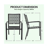 Yaheetech Set of 2 Outdoor Patio Dining Chairs with Slatted Seat