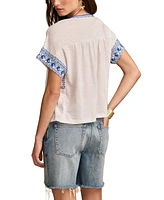 Lucky Brand Women's Embroidered Short-Sleeve Cotton T-Shirt