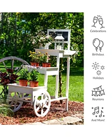3-Tiered Fir Wood Plant Stand with Chalkboard - 44.25” H - White