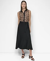 Dkny Women's Sleeveless Leopard-Print Blouse
