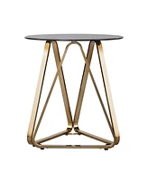 Round Glass and Iron End Table for Modern Home or Office Decor