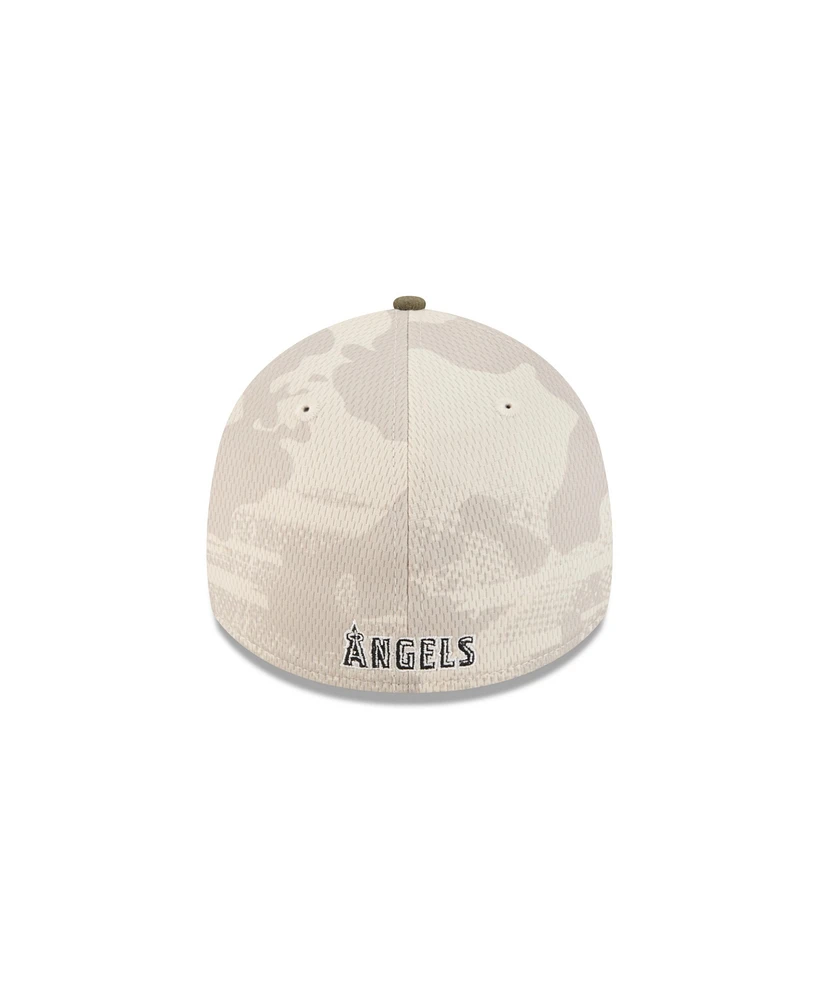 New Era Men's Light Beige/Olive Los Angeles Angels 2025 Armed Forces Day 39THIRTY Flex Hat