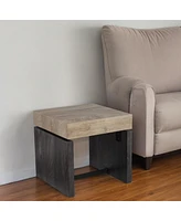 Square Wood and Iron End Table for Modern Living Room or Office